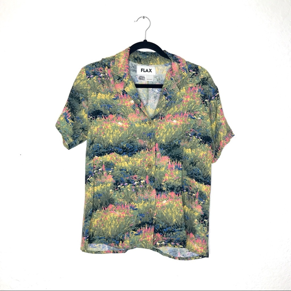 FLAX multicolored Printed Button Down Short sleeve